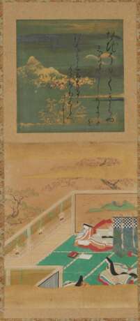 Sieben Hängerollen mit Malerei und shikishi-Gedichtblatt aus dem Genji monogatari - photo 1