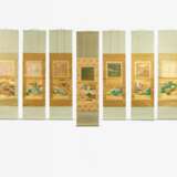 Sieben Hängerollen mit Malerei und shikishi-Gedichtblatt aus dem Genji monogatari - photo 2