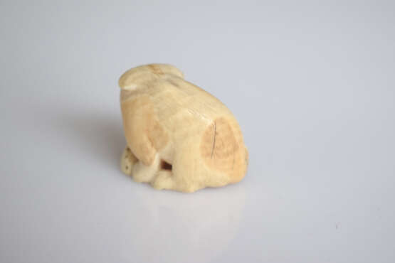 Netsuke eines Welpen mit Seeohr-Schale aus Elfenbein mit Pupillen aus hellem Horn - photo 3