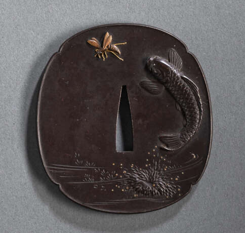 Mokkô-förmiges tsuba aus Eisen, Japan, Meiji-Periode - фото 1