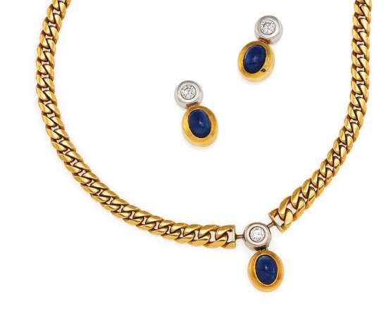 Sapphire-Diamond-Set: Necklace and Ear Studs - photo 1