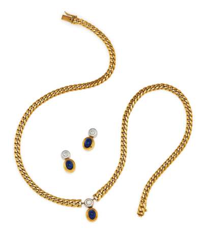 Sapphire-Diamond-Set: Necklace and Ear Studs - Foto 2