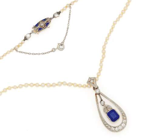 Historic Sapphire-Pearl-Diamond-Necklace - photo 1