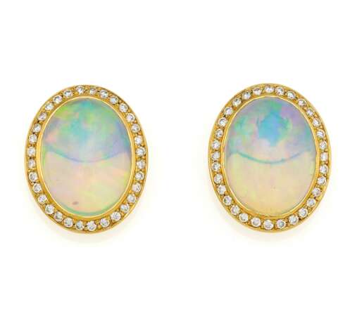 Opal-Diamond-Ear Studs - photo 1