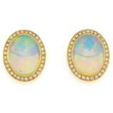 Opal-Diamond-Ear Studs - photo 1