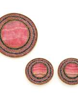 Set: Rhodochrosite-Brooch/Pendant and Ear Clips
