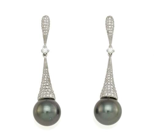 Tahiti-Cultured Pearl-Diamond-Ear-Jewellery - Foto 1