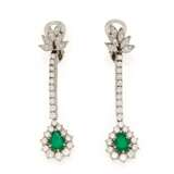 Emerald-Diamond-Ear Clip Pendants - фото 1