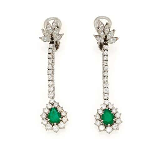 Emerald-Diamond-Ear Clip Pendants - photo 1