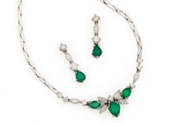Emerald-Diamond-Set: Necklace and Ear Jewellery