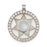 Moon Stone-Diamond-Pendant-Necklace - фото 1