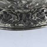 Pair of magnificent large silver bowls with garlands and birds of paradise - фото 4