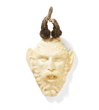 Ivory head of a satyr with roebuck antlers - фото 2