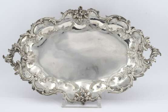 OVAL SILVER PLATTER WITH ROCAILLE DECOR - photo 2