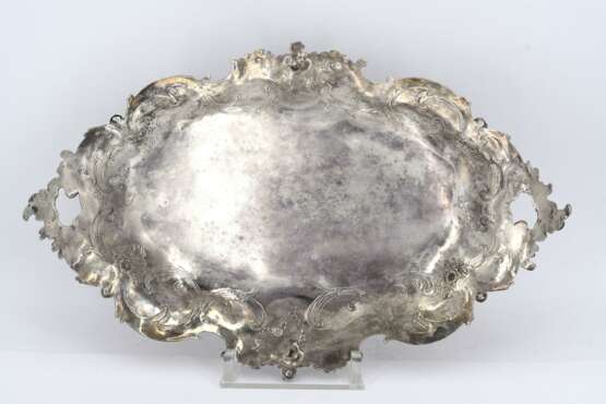 OVAL SILVER PLATTER WITH ROCAILLE DECOR - photo 3
