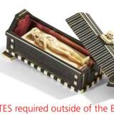 Little dead in coffin with secret mechanism made of ivory, wood and metal - фото 1