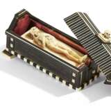 Little dead in coffin with secret mechanism made of ivory, wood and metal - photo 2