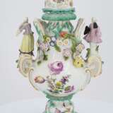 One large and two small porcelain potpourri vases with figural decor - фото 2