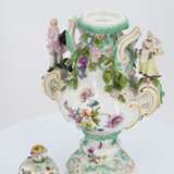 One large and two small porcelain potpourri vases with figural decor - фото 4