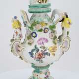 One large and two small porcelain potpourri vases with figural decor - фото 15