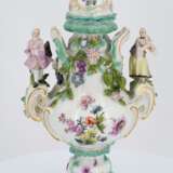 One large and two small porcelain potpourri vases with figural decor - фото 19