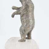 Silver figurine of a standing bear mounted on mountain crystal - фото 3