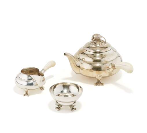 Three-piece silver and ivory tea set "Blossom" - фото 7