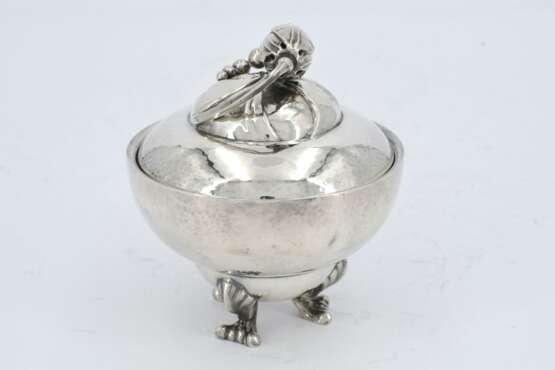 Silver sugar bowl, creamer & milk jug "Blossom" with ivory handles - photo 2