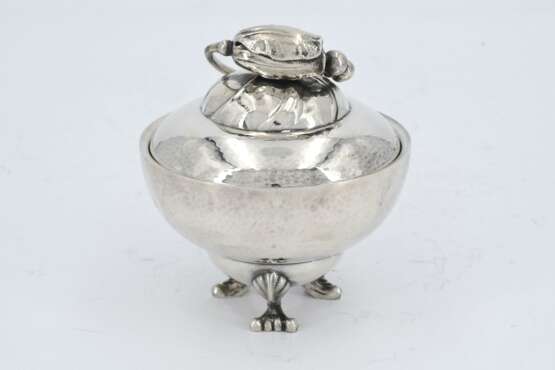 Silver sugar bowl, creamer & milk jug "Blossom" with ivory handles - фото 3