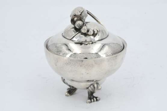 Silver sugar bowl, creamer & milk jug "Blossom" with ivory handles - фото 4