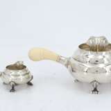 Silver sugar bowl, creamer & milk jug "Blossom" with ivory handles - фото 9