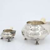 Silver sugar bowl, creamer & milk jug "Blossom" with ivory handles - photo 10