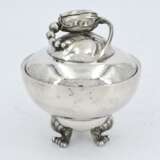 Silver sugar bowl, creamer & milk jug "Blossom" with ivory handles - photo 14