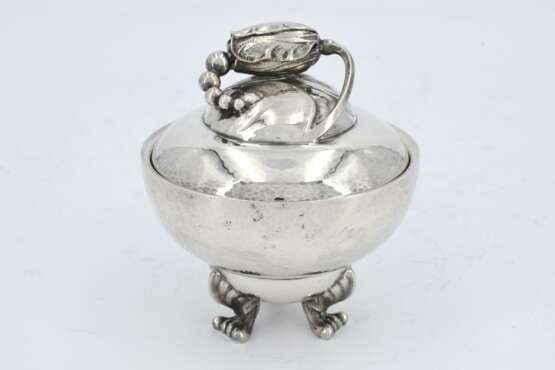 Silver sugar bowl, creamer & milk jug "Blossom" with ivory handles - фото 14