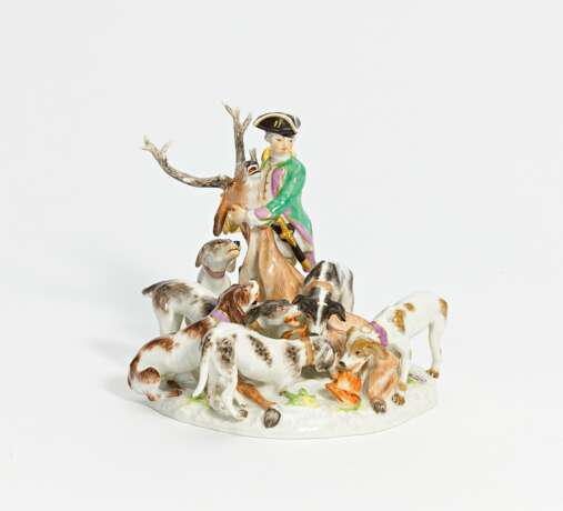 Porcelain hunting ensemble with hound pack and deer - Foto 1