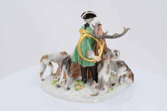 Porcelain hunting ensemble with hound pack and deer - Foto 4