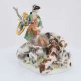 Porcelain hunting ensemble with hound pack and deer - Foto 5