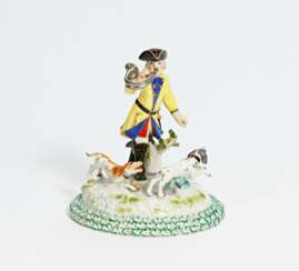 Porcelain ensemble of hunters with bugle