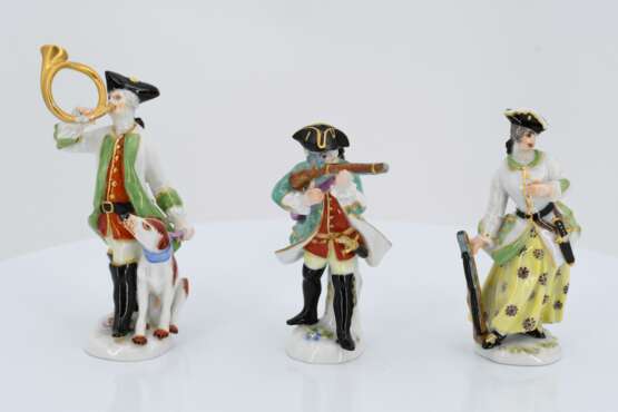 7 miniature porcelain figurines of hunters and huntresses - Foto 2