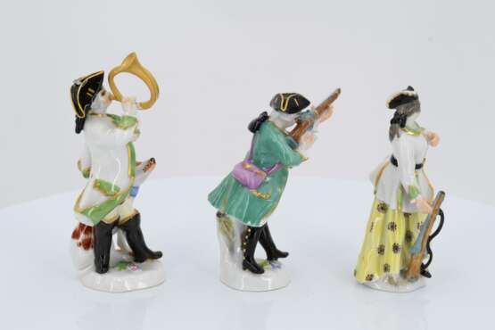 7 miniature porcelain figurines of hunters and huntresses - Foto 6