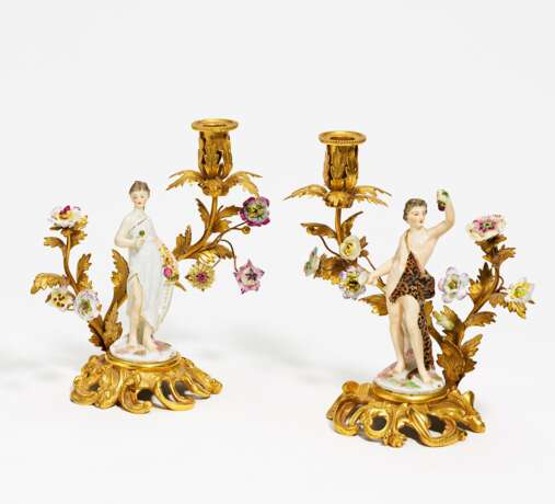 Pair of figural porcelain candle sticks - photo 1