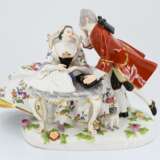 Porcelain group of freemason couple with pug - photo 2