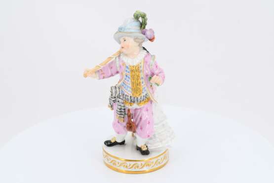 Porcelain figurines of boy with stick horse and lady feeding kitten - photo 4