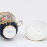 Porcelain trembleuse and plate with cobalt blue fond - Foto 4
