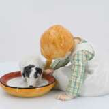 Porcelain figurine of girl with a drinking dog - photo 4