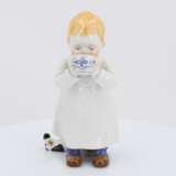 Porcelain figurine of boy with milk bowl - фото 2