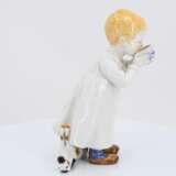 Porcelain figurine of boy with milk bowl - photo 5