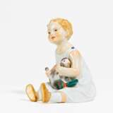 Porcelain figurine of sitting girl with sheep - фото 1
