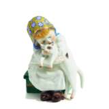 Porcelain figurine of girl with cat - фото 1