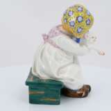 Porcelain figurine of girl with cat - photo 5